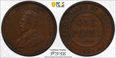 1931 (m) 1D English obverse Dropped 1 XF40BN