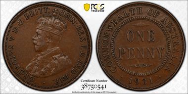 1931 (m) 1D Indian obverse Aligned date AU50BN