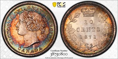 1871 10C ND N1 Even 7 MS65