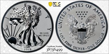 2019-S $1 Silver Eagle Enhanced Rev PR First Strike PR70