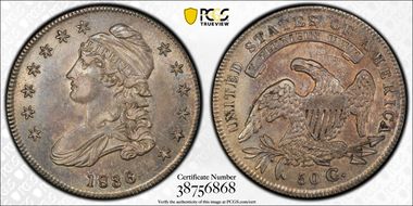 1836 50C O-101a AU53