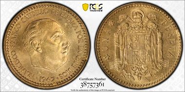1947 (E51) Peseta (E51) Numismatic Expo MS65