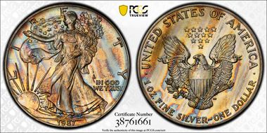 1987 $1 Silver Eagle MS67