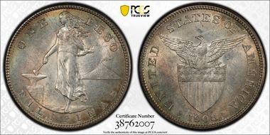 1908-S Peso KM-172  Ag MS61