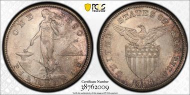 1908-S Peso KM-172  Ag MS63