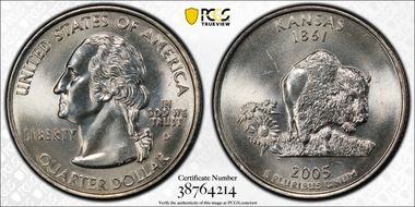 2005-D 25C Kansas MS66