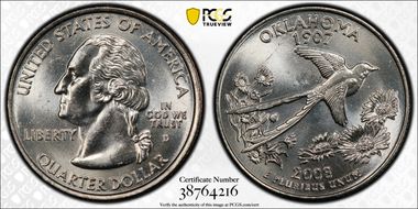 2008-D 25C Oklahoma MS65