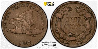 1857 1C Obverse of 1856, FS-401b VF30