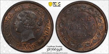 1859/8 1C Wide 9 ↑↑ MS63BN