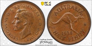 1939 1/2D Kangaroo Reverse MS62+ BN
