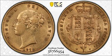 1872-S 1/2 Sov S-3862A AU58