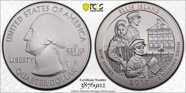 2017-P 25C Ellis Island NP 5 oz Silver SP70