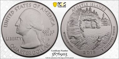 2018-P 25C Apostle Islands NP 5 oz Silver SP70
