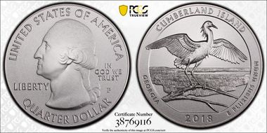 2018-P 25C Cumberland Island NP 5 oz Silver SP70