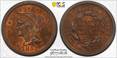 1851 1C Newcomb 38 MS64RB