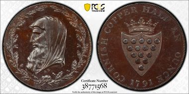 1791 Tk 1/2D DH-2 Cornwall, County  Bronzed PR63