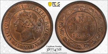 1859 1C Narrow 9 MS64RB