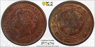 1859 1C Narrow 9 MS63BN