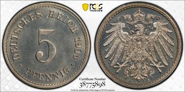 1906-A 5 Pfg J-12 PR67