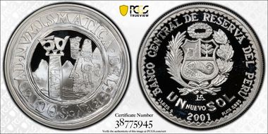 2001-L N Sol Numismatic Society 50th Ann. PR70DCAM