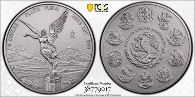 2019-Mo 5 Onza Libertad Ag - Antiqued SP69