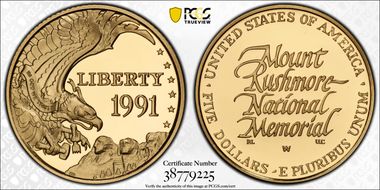 1991-W $5 Mount Rushmore PR70DCAM