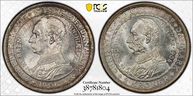 1906 VBP GJ 2 Kr Death of Christian IX Accession of Frederick VIII MS63