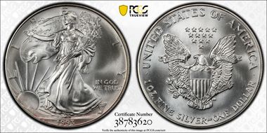 1993 $1 Silver Eagle MS68