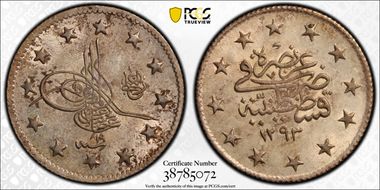 AH1293//19 (1894) 2 Kur KM-736 MS64