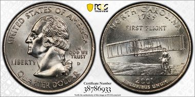 2001-D 25C North Carolina MS65