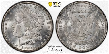 1880-CC $1 VAM 8 8/7, Rev of 79 GSA Hoard MS64