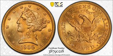 1900 $5 MS64+ 