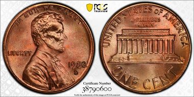 1982-D 1C Zinc Large Date MS68RD