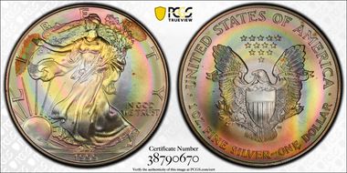 1999 $1 Silver Eagle MS67