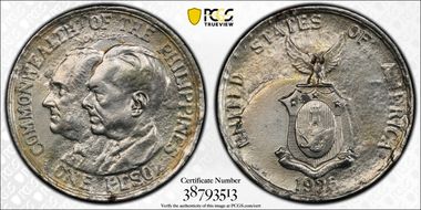 1936-M Peso Roosevelt-Quezon KM-177  Ag N1