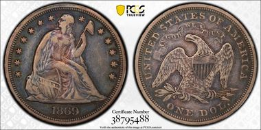 1869 $1 VF30