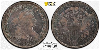 1806 50C Pointed 6, Stem VF30