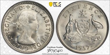 1957(m) 6D KM-58  Ag MS66