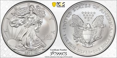 2008-W $1 Burnished Silver Eagle Reverse of 2007 SP70