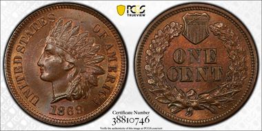 1869/69 1C RPD, FS-301, S-3 MS64BN