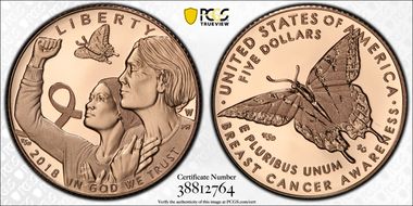 2018-W $5 Breast Cancer Awareness PR70DCAM