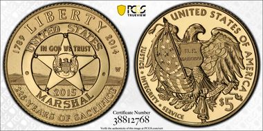 2015-W $5 U.S. Marshals Service PR69DCAM