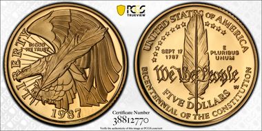 1987-W $5 Constitution PR68DCAM