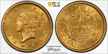 1853 G$1 AU58