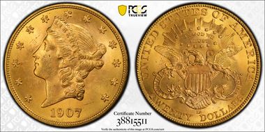 1907-D $20 MS64