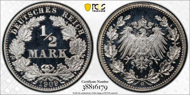 1909-G 1/2 Mk J-16 PR67+ DCAM