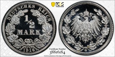 1916-G 1/2 Mk J-16 PR67+ DCAM