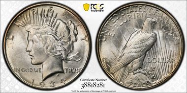 1934-D $1 MS65+