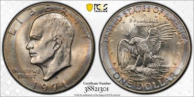 1971-D $1 "Friendly Eagle" FS-901 Type 1 Reverse MS62