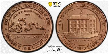 1954 SC$1 HK-512, D1954-1c Bronze Albany Congress MS66